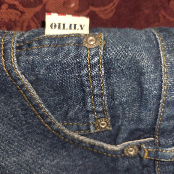 Oilily Denim Ruffle Lace Hemmed Skirt Woman's Size 42 US Size 10 - Picture 6 of 8